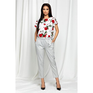 Pantaloni Celine gri cu buzunare si cordon in talie