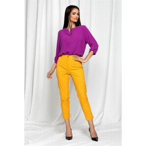 Pantaloni Eneida galben mustar skinny cu talie inalta
