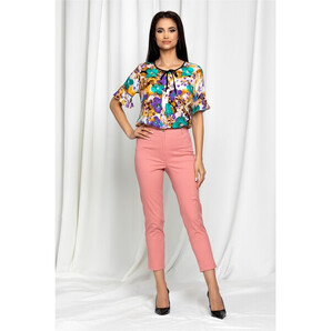 Pantaloni Eneida roz skinny cu talie inalta