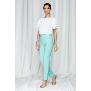Pantaloni LaDonna by DYFashion verde mint cu inchidere in fata discreta