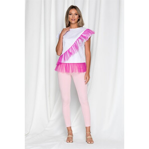 Pantaloni roz din denim cu baza nefinisata