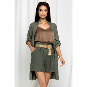 Pantaloni scurti Fiona kaki accesorizati cu o curea in talie