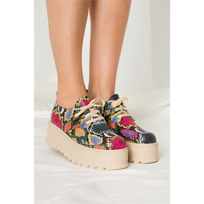 Pantofi oxford cu print snake multicolor