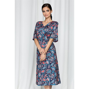 Rochie Carolinne bleumarin cu imprimeu floral