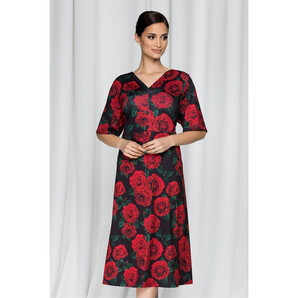 Rochie Carolinne neagra cu imprimeu floral