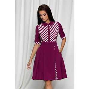 Rochie clos MBG magenta cu dungi oblice albe