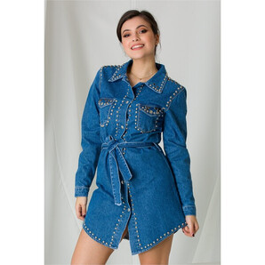 Rochie din denim cu tinte