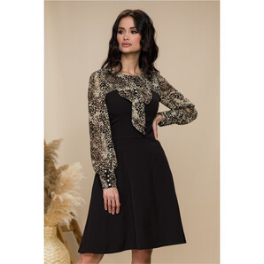 Rochie Ella Collection Andrada neagra cu animal print