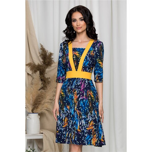 Rochie Ella Collection Luna bleumarin cu imprimeuri diverse