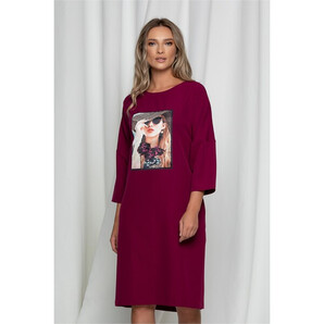 Rochie Girly magenta casual cu imprimeu