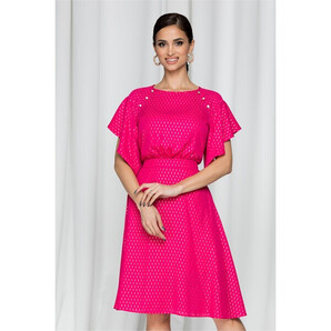 Rochie LaDonna by DYFashion fucsia cu nasturi decorativi si insertii stralucitoare