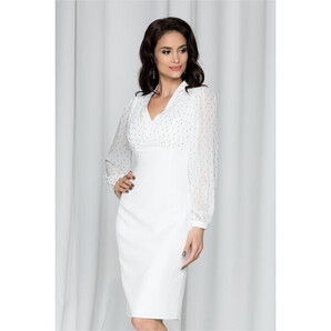 Rochie Leonard Collection cambrata cu maneci din dantela