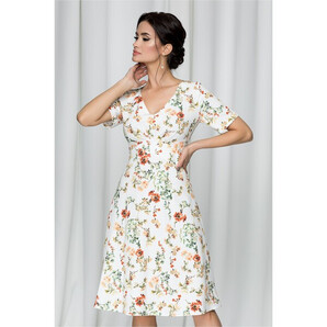 Rochie Leonard Collection ivory cu imprimeu floral