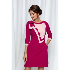 Rochie MBG magenta cu roz si fundita la umar