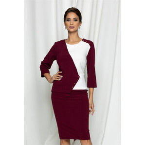 Rochie Misha bordo cu alb la bust