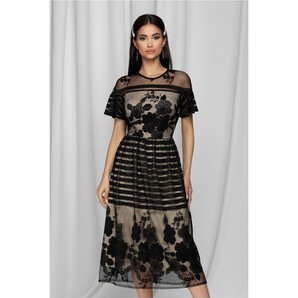 Rochie Moze bej decorata cu dantela neagra