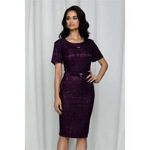 Rochie Petronela mov accesorizata cu dantela florala