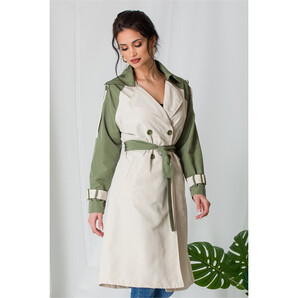 Trench Ania bej cu verde olive