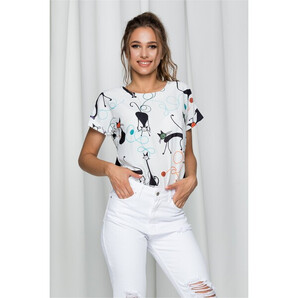 Bluza Cats alba cu imprimeu