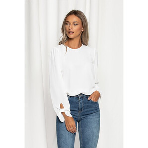 Bluza LaDonna alba cu maneci lungi si prindere tip fundita