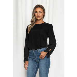 Bluza LaDonna neagra cu maneci lungi si prindere tip fundita