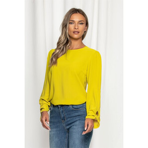 Bluza LaDonna verde lime cu maneci lungi si prindere tip fundita