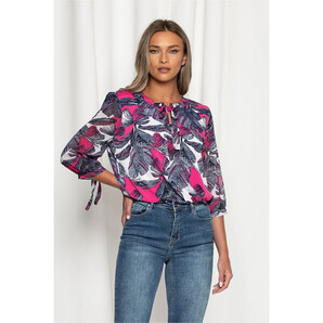 Bluza Manuela fucsia cu imprimeu floral