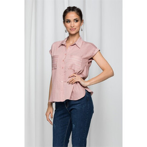 Camasa Irina roz prafuit cu dungi orizontale