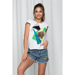 Pantaloni scurti Kami din denim cu talie inalta si rupturi