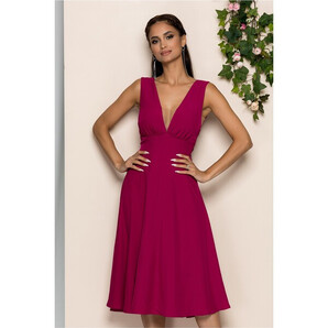 Rochie clos Moze magenta midi cu decolteu in V