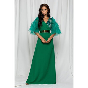 Rochie Dy Fashion Kyla lunga verde cu decolteu petrecut