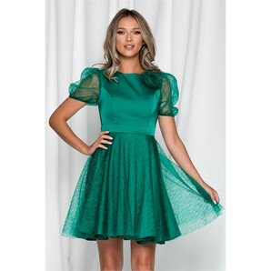 Rochie Ella Collection Lizeta verde cu maneci din tulle