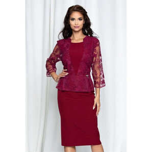 Rochie Gratiela magenta cu peplum si broderie la bust