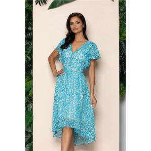 Rochie Karisa bleu cu imprimeu floral