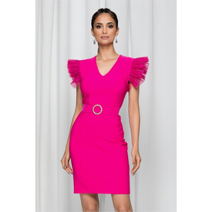 Rochie LaDonna fuchsia cu maneci scurte din tulle