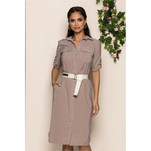 Rochie Mariela tip camasa taupe accesorizata cu o curea detasabila in talie
