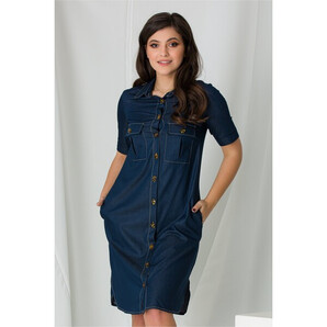 Rochie Merry bleumarin tip camasa din denim