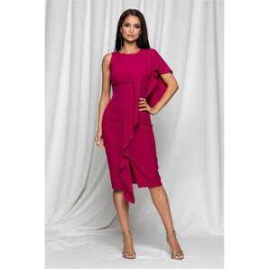 Rochie Moze magenta cu volan lateral