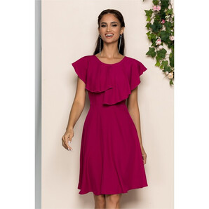 Rochie Moze magenta cu volanas la bust si croi in clos