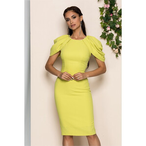 Rochie Moze verde lime cu decupaj la spate si croi conic