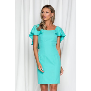 Rochie Moze verde mint cu volanas lasat peste maneci si spate