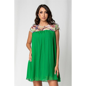 Rochie Nousha verde cu tulle brodat la bust