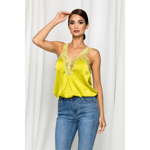 Top Alisa verde lime tip lenjerie cu dantela