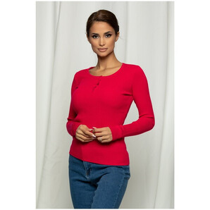 Bluza Alexa fucsia din tricot cu nasturi la decolteu