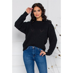 Bluza Alice neagra cu perforatii si margele