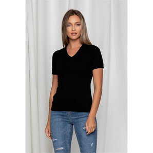 Bluza Amalia neagra din tricot cu maneci scurte