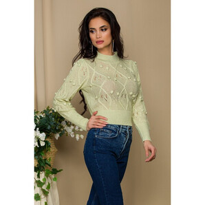 Bluza Bambi vernil tricotata cu insertii in relief