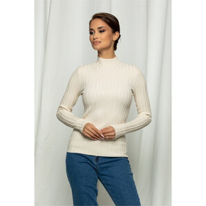 Bluza Cami ivory din tricot reiat