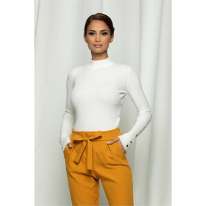 Bluza Carmen alba cu nasturi la maneci