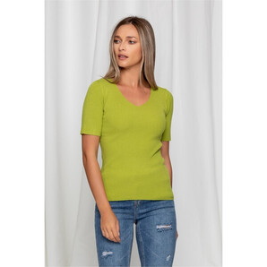 Bluza Cary lime din tricot reiat